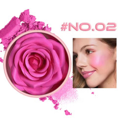 3D - Компактні рум'яна для обличчя у формі троянди Rose Powder Blush (Відтінок №02 — Яскраво-рожевий)